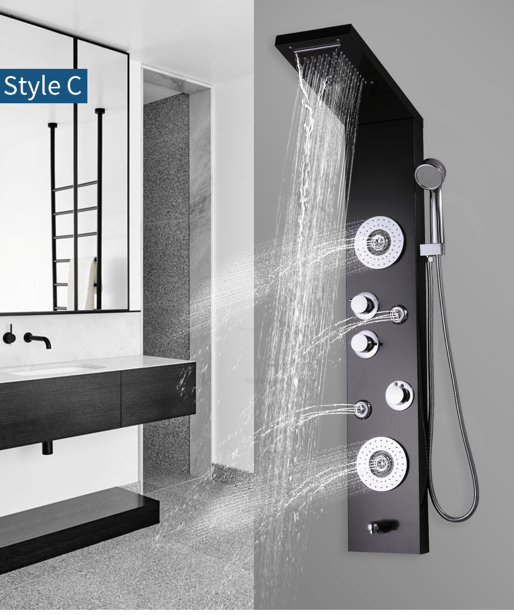 AquaSteel - Modern väggmonterad duschpanel i rostfritt stål