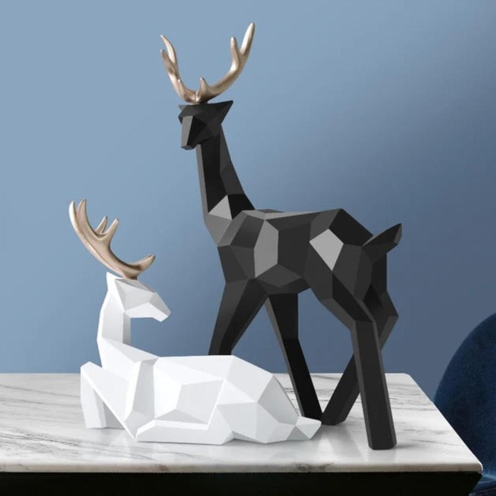Geometrisk hjortskulptur – modernt accentstycke