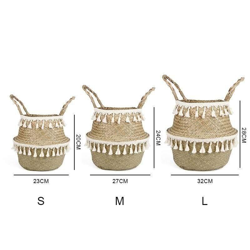 Boho sjögräs vävd korg