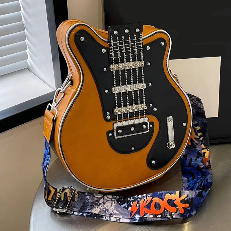 Rockstar - Vintage Retro Gitarr Crossbody Väska