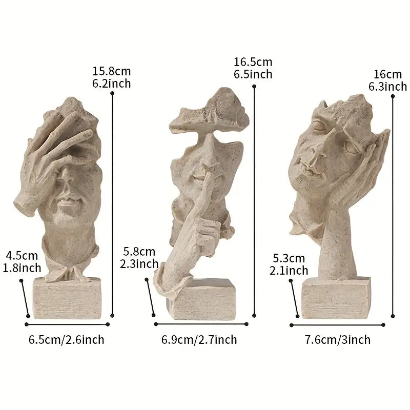 Modern 3-delad skulpturkollektion – Eleganta abstrakta figurer