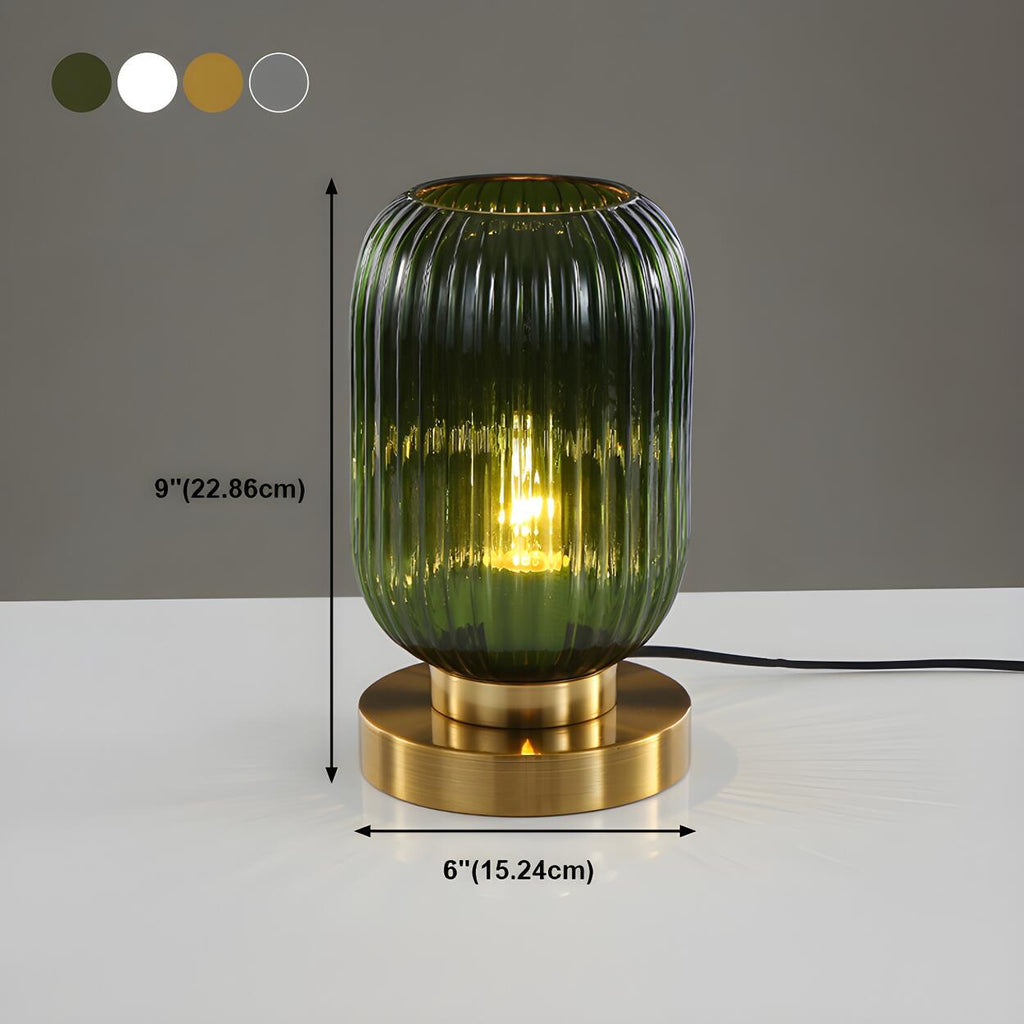 Modern geometrisk bordslampa i glas och mässing – elegant stämningsbelysning