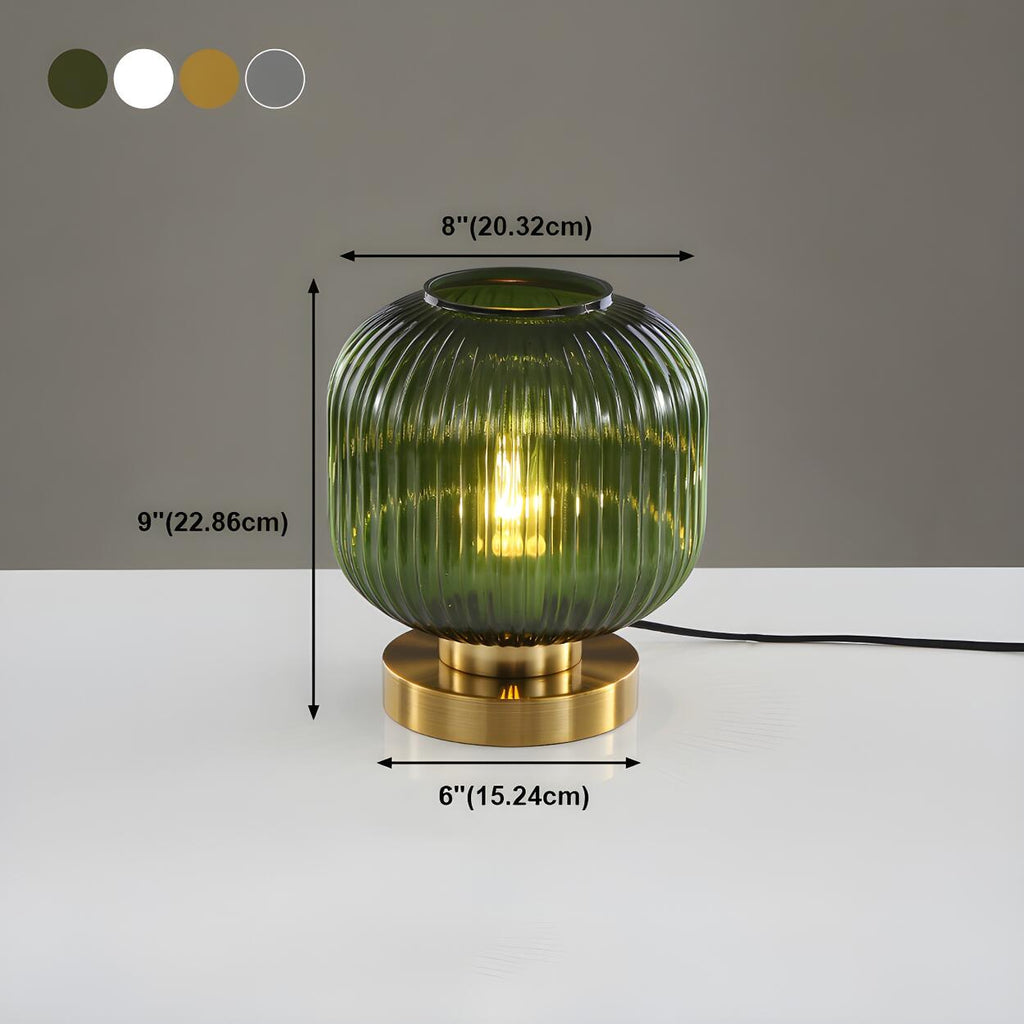 Modern geometrisk bordslampa i glas och mässing – elegant stämningsbelysning