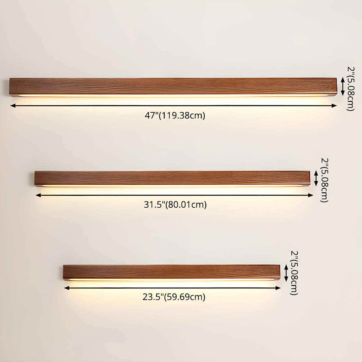 Minimalistisk LED-vägglampa med naturlig träfinish