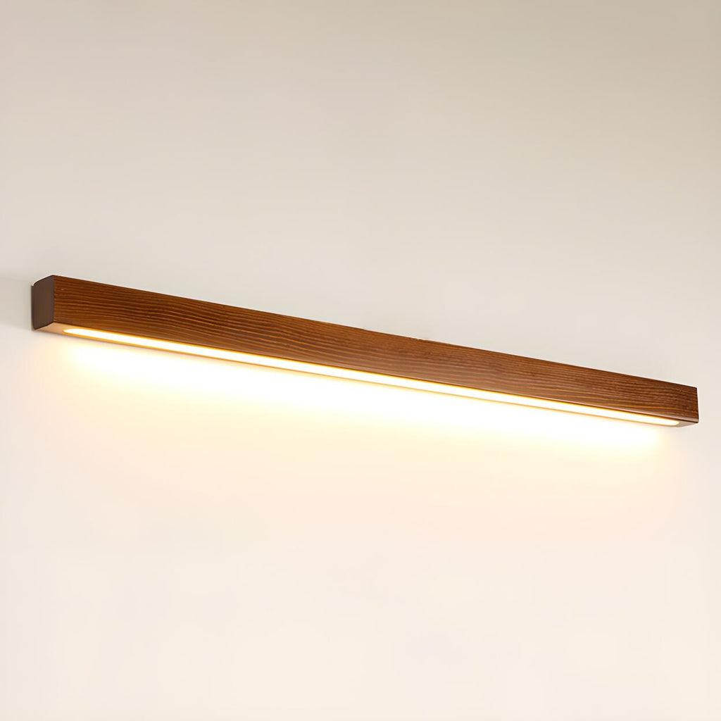 Minimalistisk LED-vägglampa med naturlig träfinish
