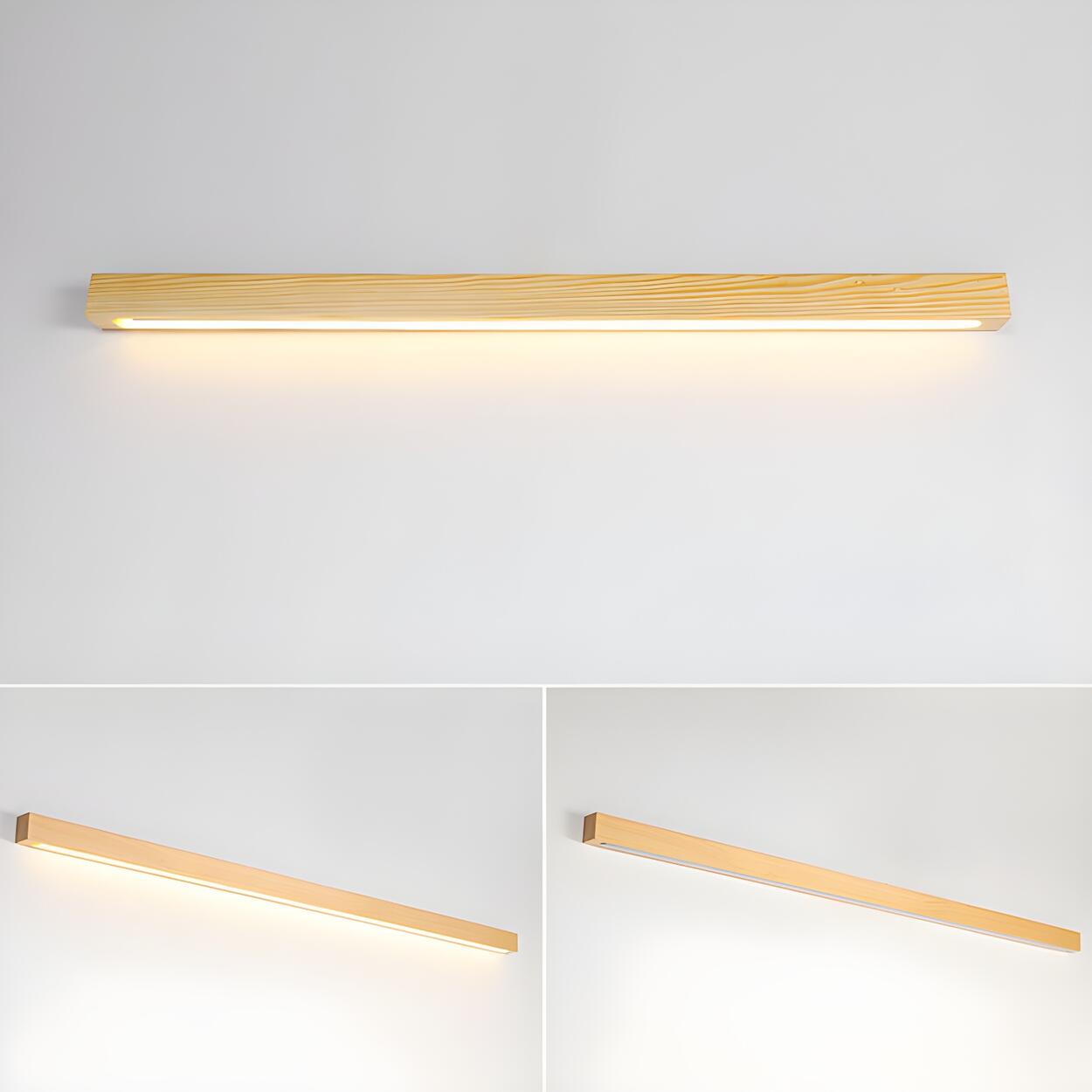 Minimalistisk LED-vägglampa med naturlig träfinish