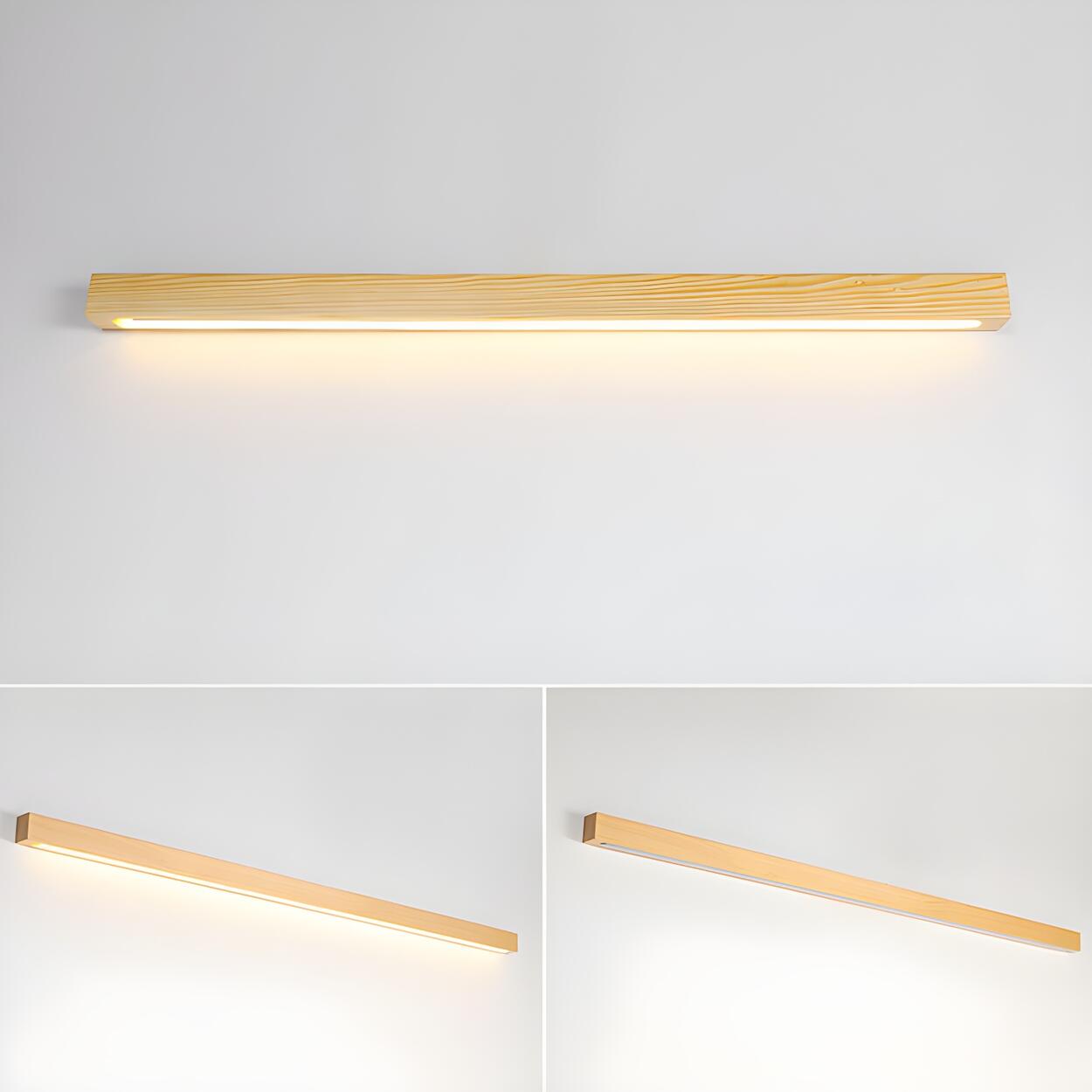 Minimalistisk LED-vägglampa med naturlig träfinish