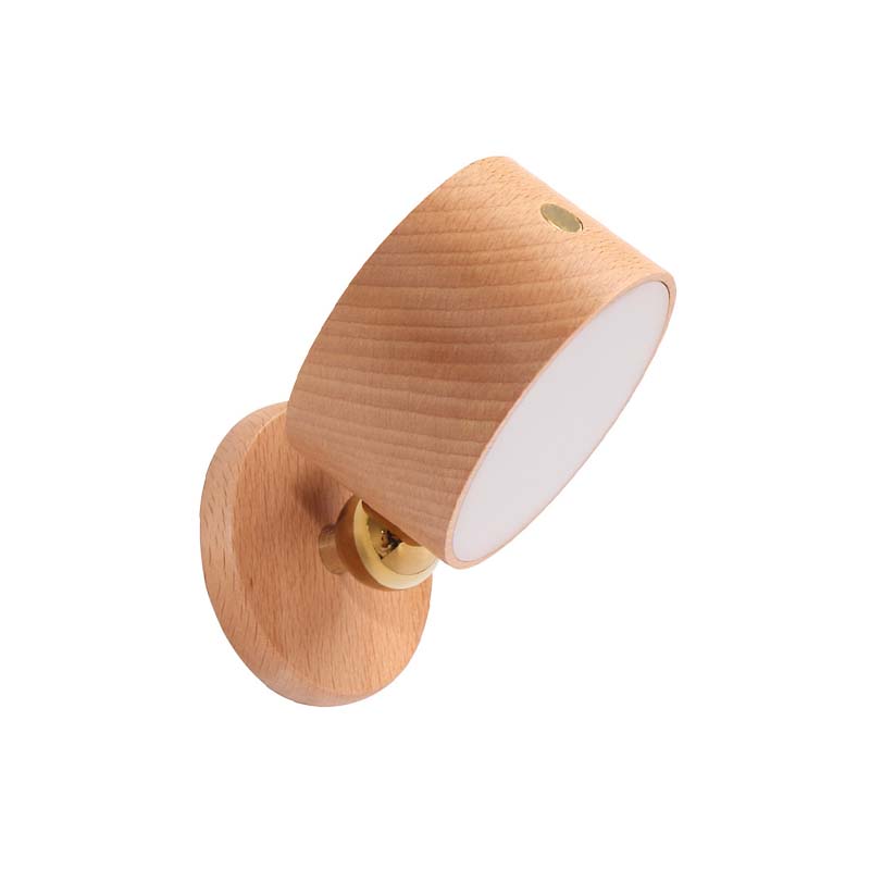 Modern magnetisk vägglampa i trä – Trådlös, slagfri LED-lampa för sovrum och hall