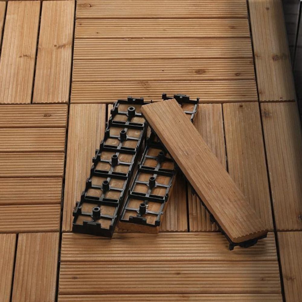 Naturliga trägolvplattor i interlock-stil – Lättinstallerade altaner för balkonger och terrasser