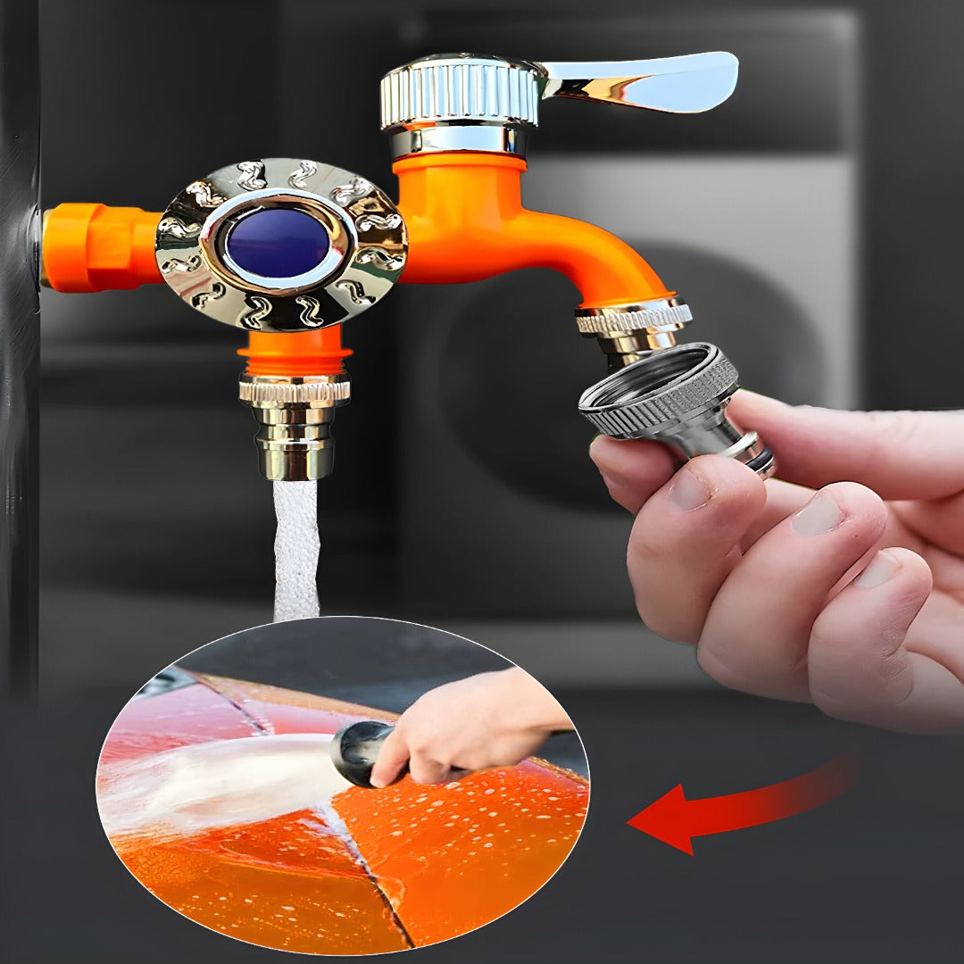 Väggblandare med dubbla utlopp – En-i-två-ut-kran för bidé och tvättmaskin