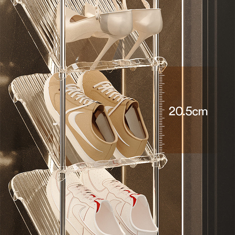 Genomskinlig skohylla i flera lager – hållbar stapelbar organisatör