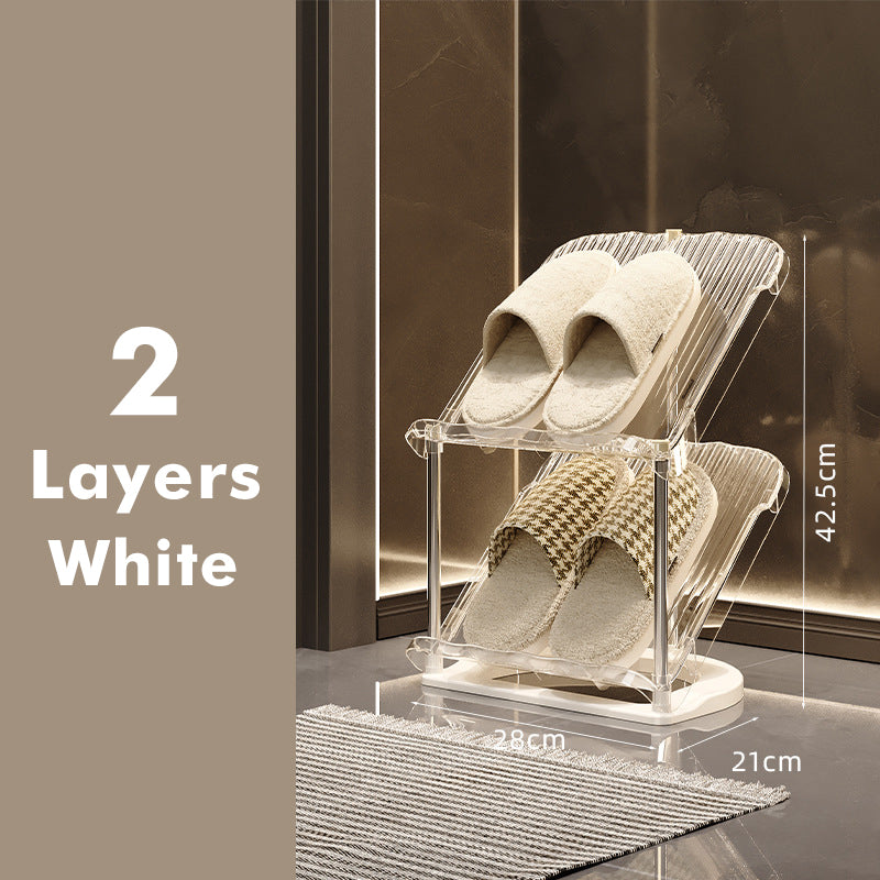 Genomskinlig skohylla i flera lager – hållbar stapelbar organisatör