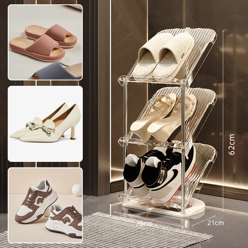 Genomskinlig skohylla i flera lager – hållbar stapelbar organisatör