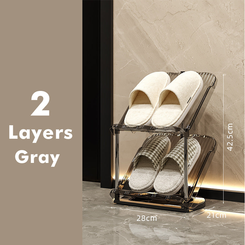 Genomskinlig skohylla i flera lager – hållbar stapelbar organisatör