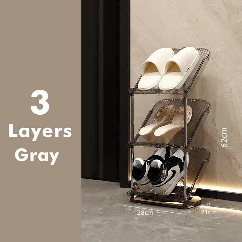 Genomskinlig skohylla i flera lager – hållbar stapelbar organisatör