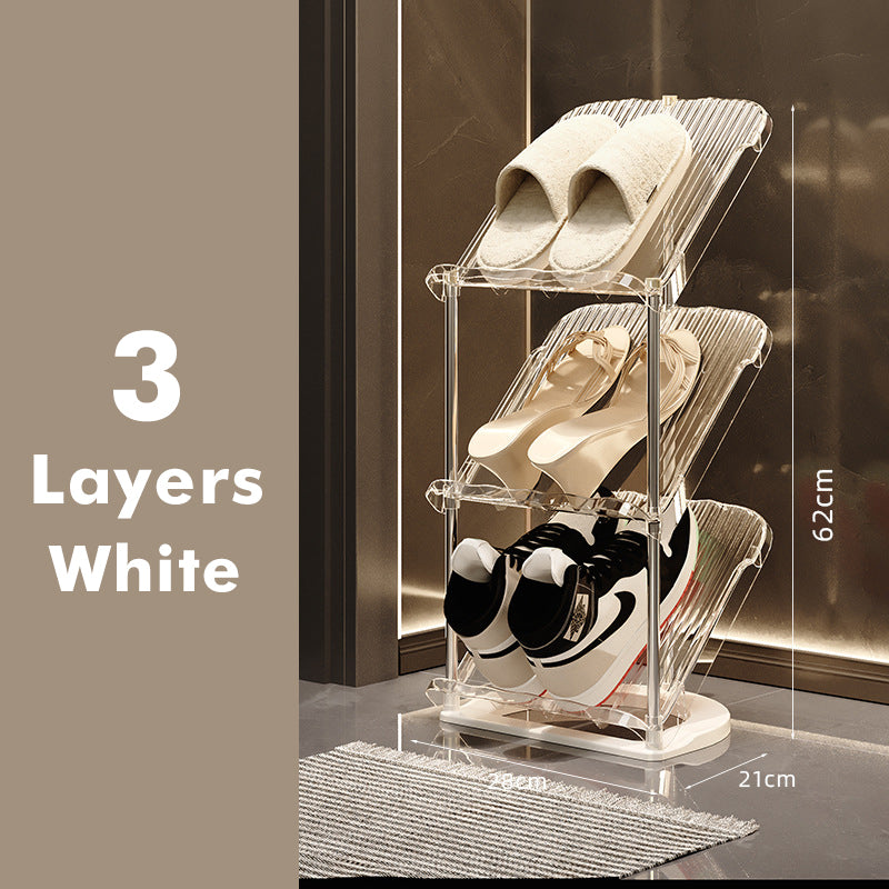 Genomskinlig skohylla i flera lager – hållbar stapelbar organisatör