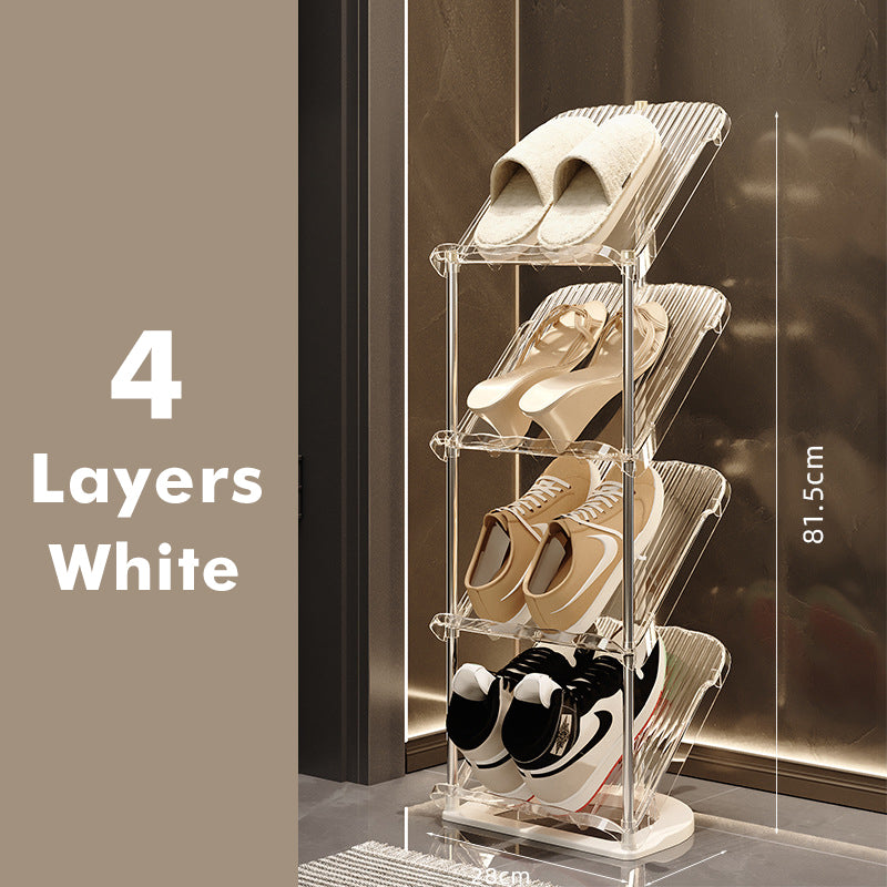 Genomskinlig skohylla i flera lager – hållbar stapelbar organisatör