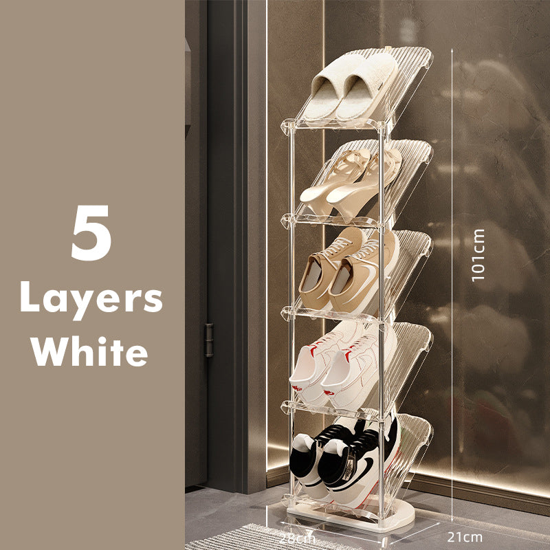 Genomskinlig skohylla i flera lager – hållbar stapelbar organisatör
