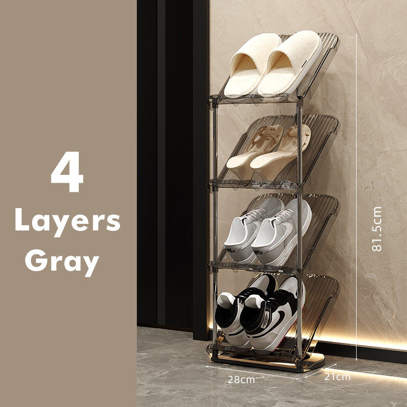 Genomskinlig skohylla i flera lager – hållbar stapelbar organisatör