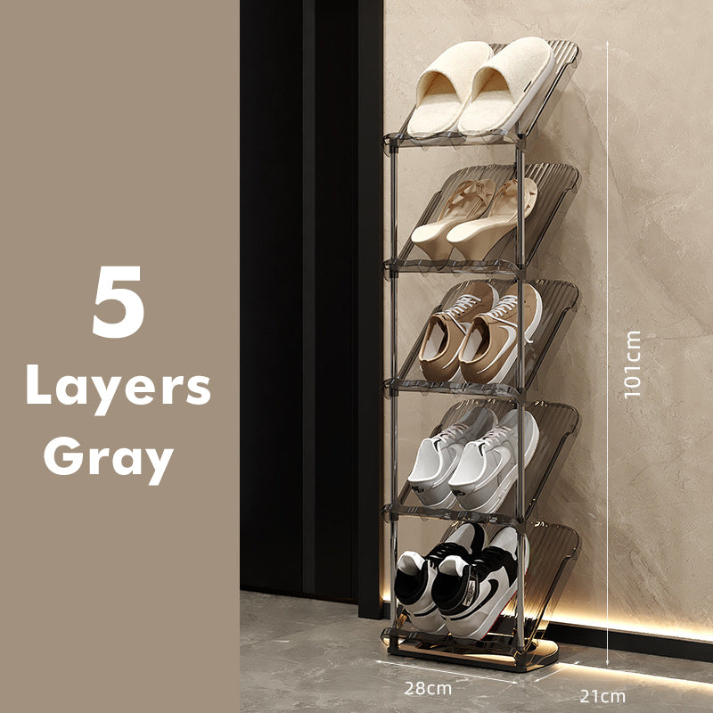 Genomskinlig skohylla i flera lager – hållbar stapelbar organisatör