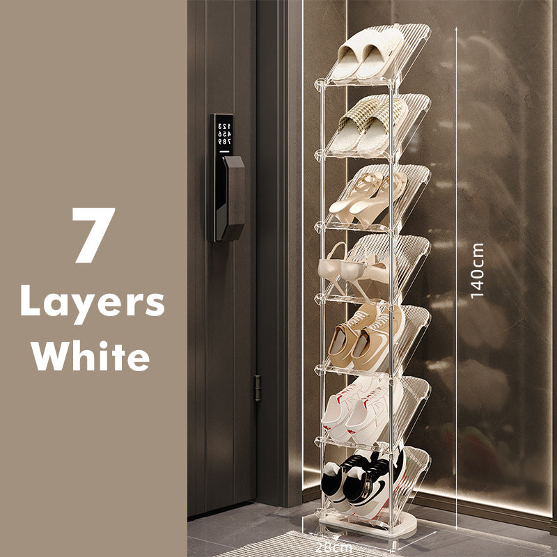 Genomskinlig skohylla i flera lager – hållbar stapelbar organisatör