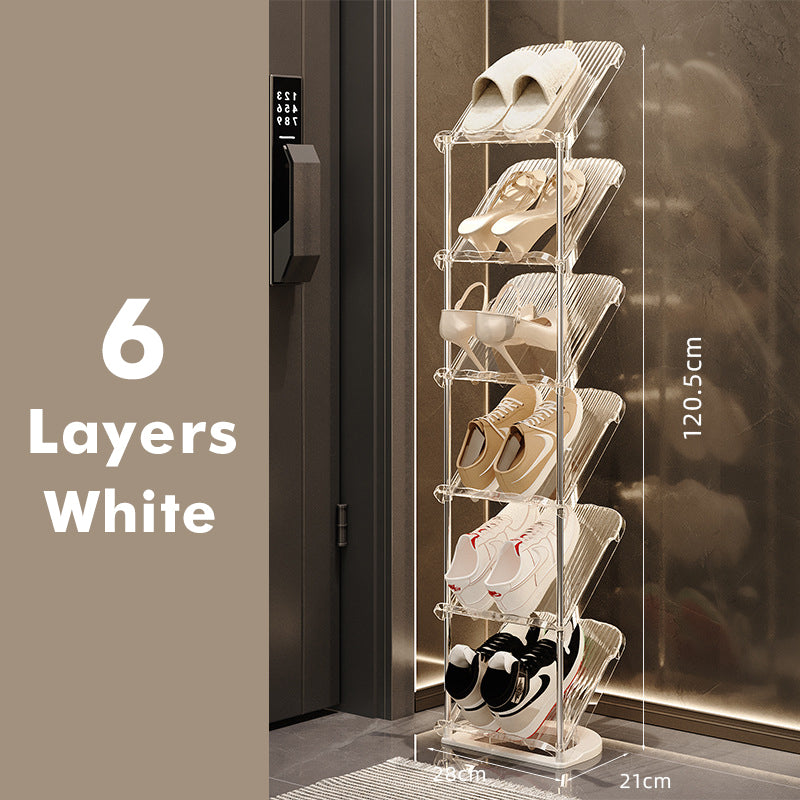 Genomskinlig skohylla i flera lager – hållbar stapelbar organisatör