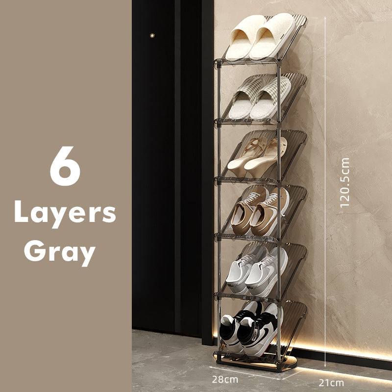 Genomskinlig skohylla i flera lager – hållbar stapelbar organisatör