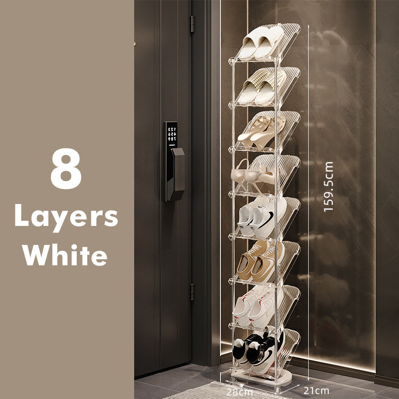 Genomskinlig skohylla i flera lager – hållbar stapelbar organisatör