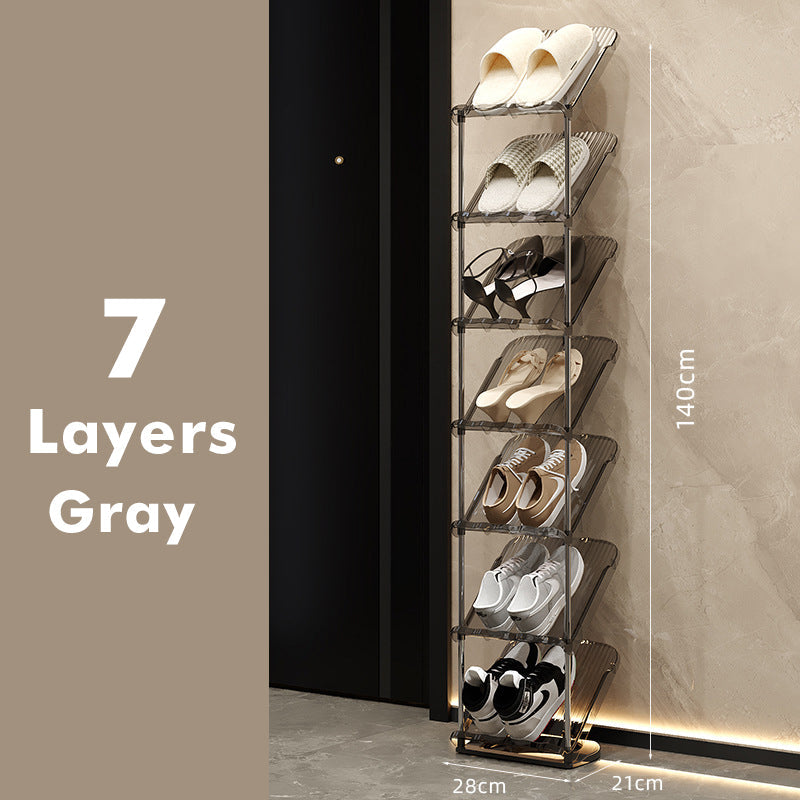 Genomskinlig skohylla i flera lager – hållbar stapelbar organisatör