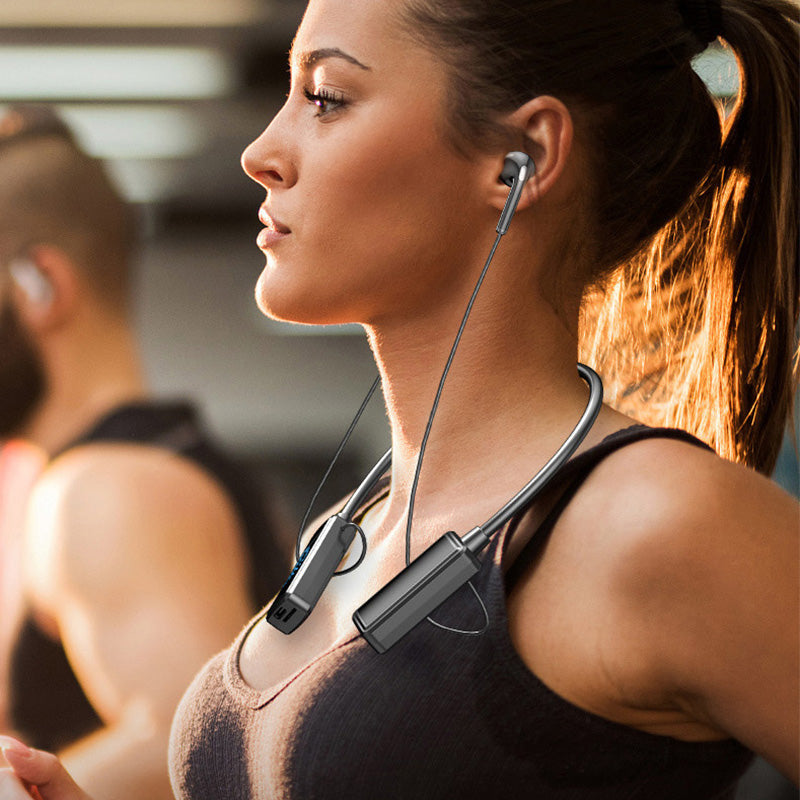 Vattentäta trådlösa nackband - Bluetooth-hörlurar med digital skärm