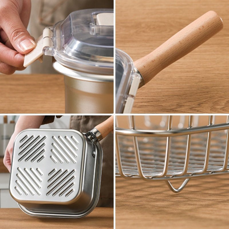 5-i-1-set med multikokningspannor – Mångsidig fritös, ångkokare, såsgryta och sil för enkel matlagning