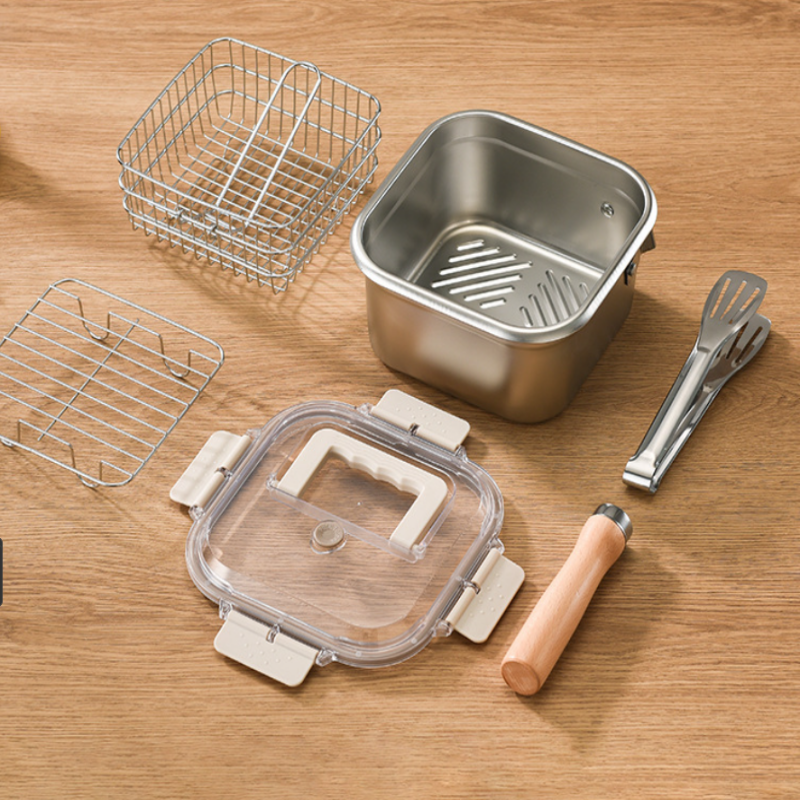 5-i-1-set med multikokningspannor – Mångsidig fritös, ångkokare, såsgryta och sil för enkel matlagning