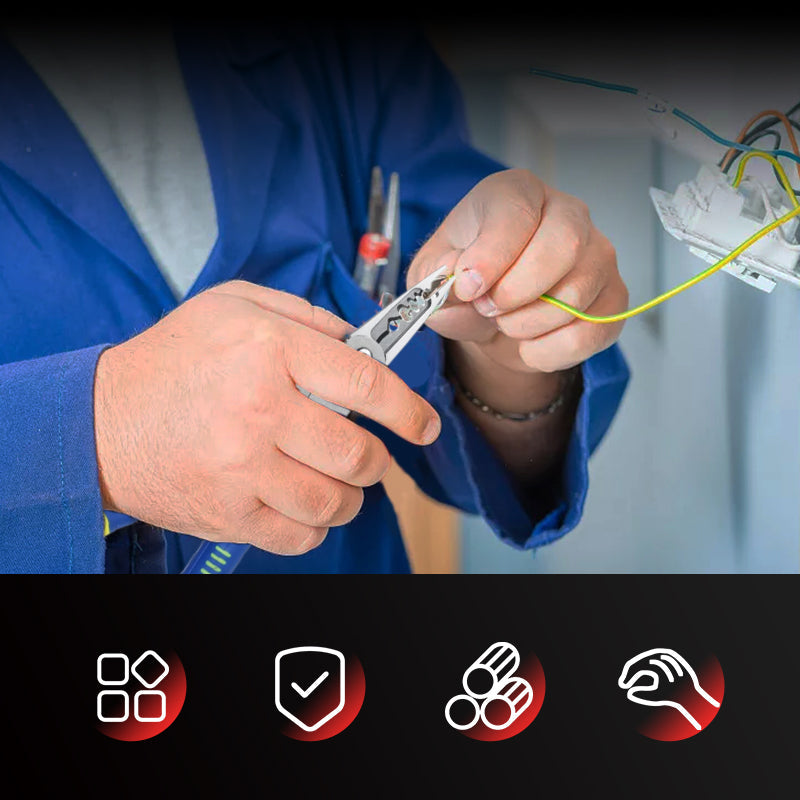 Allt-i-ett justerbar avisoleringstång – avbitartång, krymptång och skruvmejsel för elarbeten