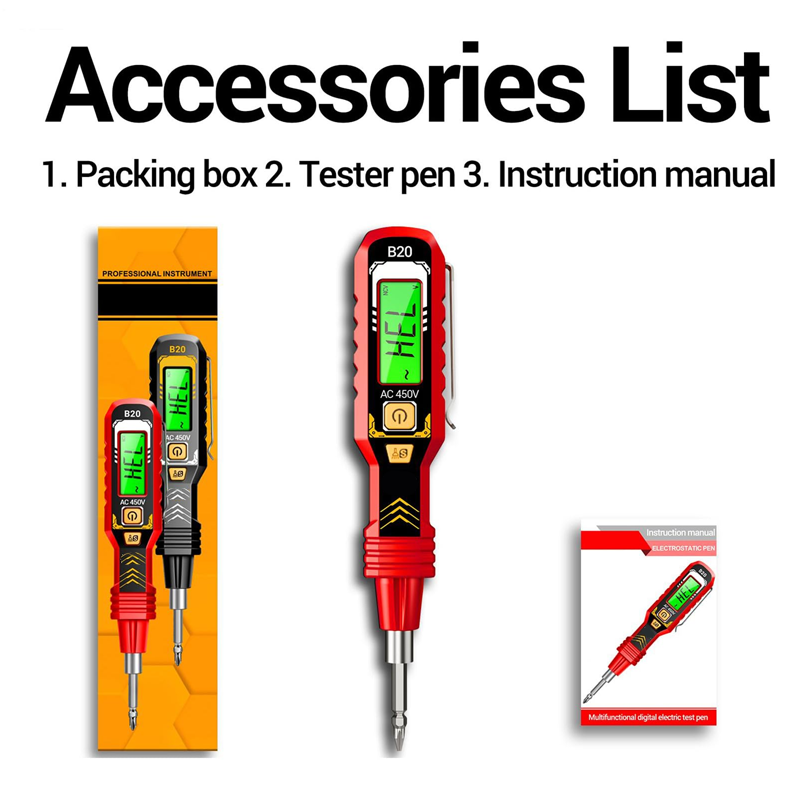 Digital beröringsfri spänningsdetektor – Bärbar AC-strömmätare med LCD-skärm