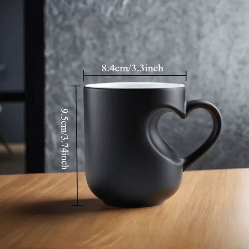 Magisk värmeavslöjande kaffemugg med hjärtgrepp – färgskiftande keramisk tekopp