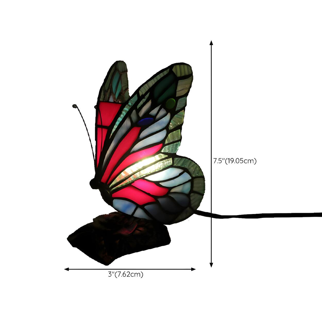 Bordlampa i målat glas med fjäril – Konstnärlig accentbelysning för heminredning