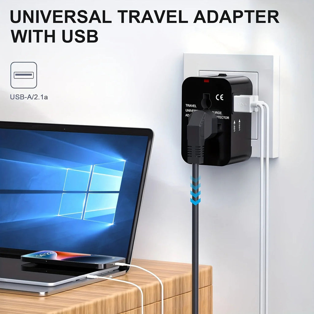Reseadapter för flera regioner – universalkontaktkonverterare med dubbla USB-portar