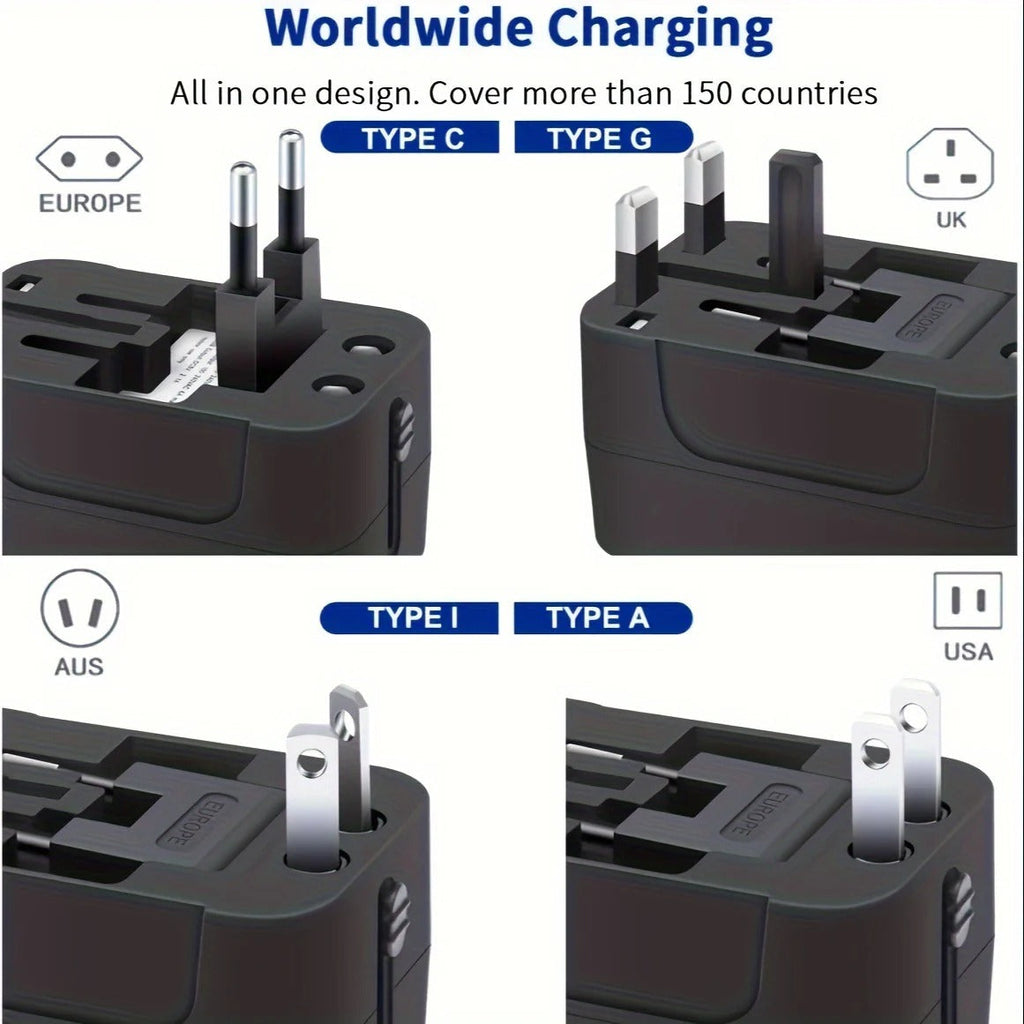 Reseadapter för flera regioner – universalkontaktkonverterare med dubbla USB-portar
