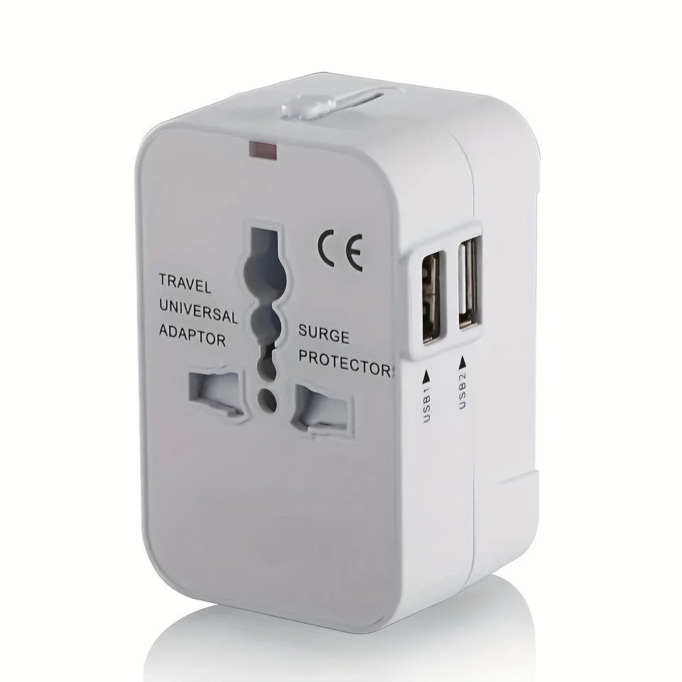 Reseadapter för flera regioner – universalkontaktkonverterare med dubbla USB-portar