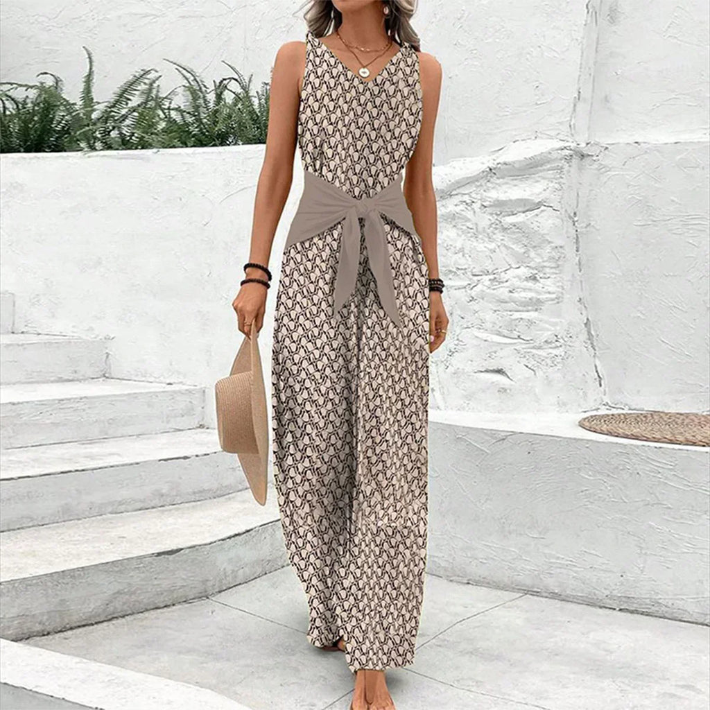 Dam casual ärmlös sommarjumpsuit