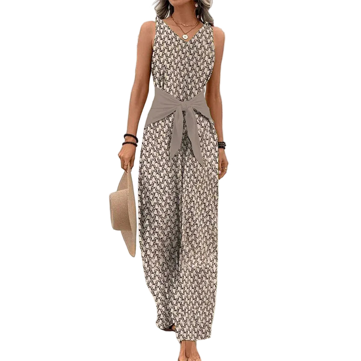 Dam casual ärmlös sommarjumpsuit
