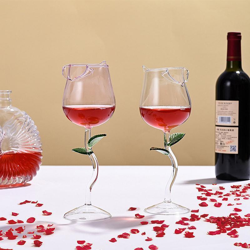 CrystalBloom vinglas med stjälk – elegant rosformad bägare