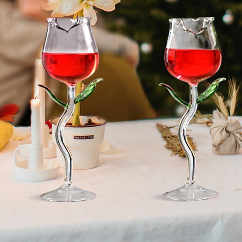 CrystalBloom vinglas med stjälk – elegant rosformad bägare