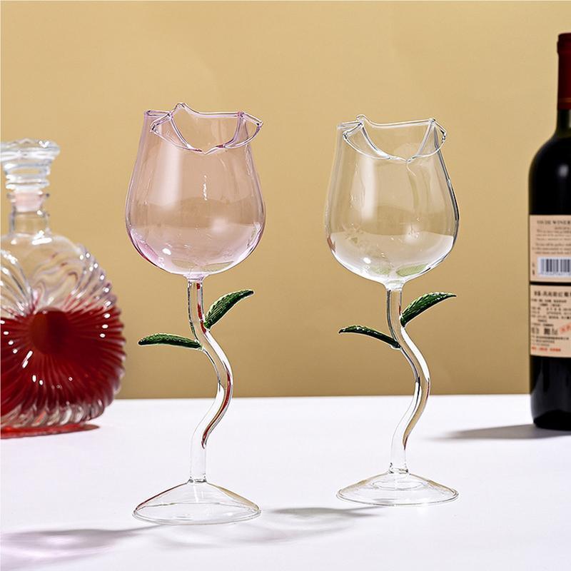 CrystalBloom vinglas med stjälk – elegant rosformad bägare