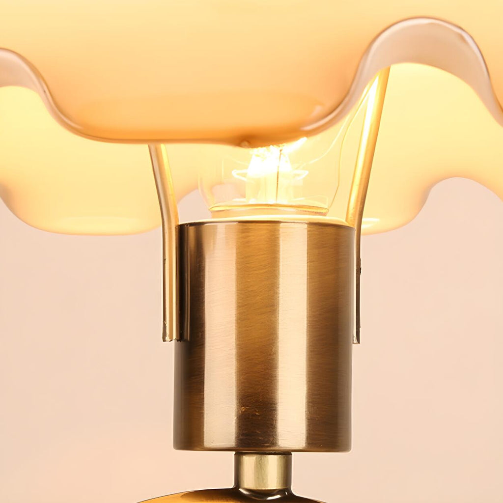 Retro blommig kupolglasbordslampa med integrerad klocka