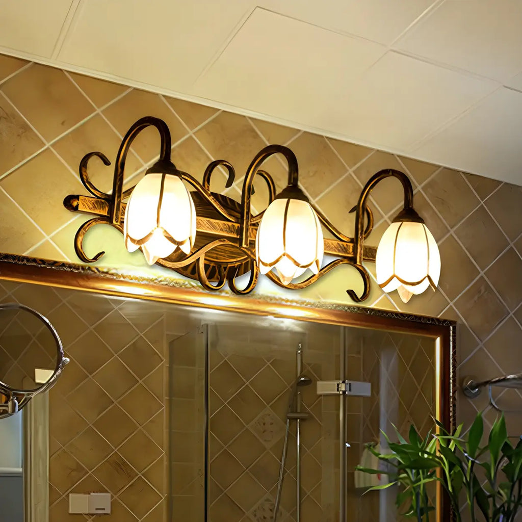 Vintage-stil Petal Vanity Light – Dekorativ badrumslampa med flera ljuskällor
