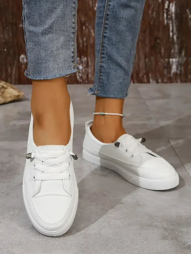 Klassiska casual street sneakers för kvinnor - lågprofilerade snörskor för vardagsbruk och resor