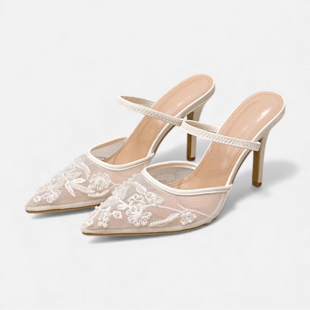 Eleganta slip-on-klackar med spetsiga tår för kvinnor - Sofistikerade pumps utan rygg för kontor, fester och aftonkläder