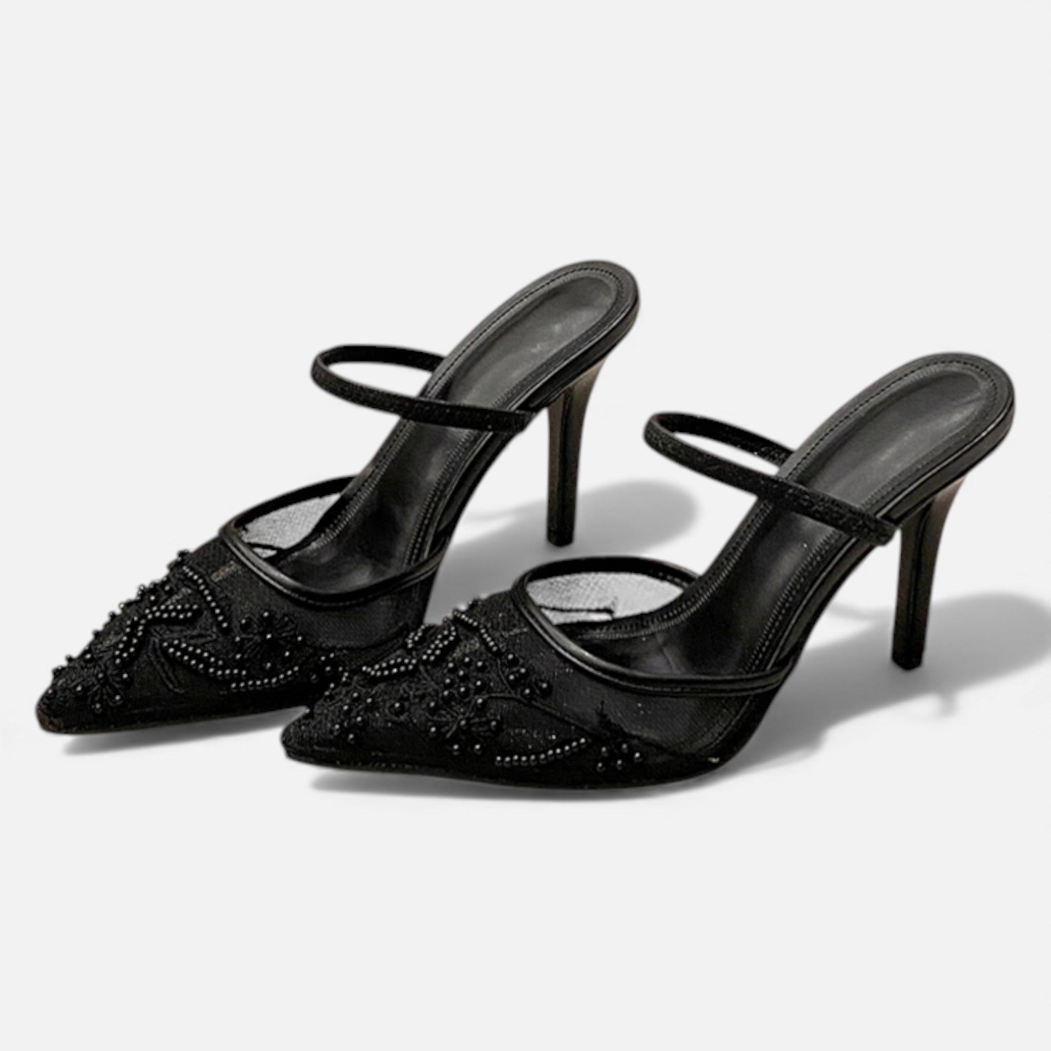 Eleganta slip-on-klackar med spetsiga tår för kvinnor - Sofistikerade pumps utan rygg för kontor, fester och aftonkläder