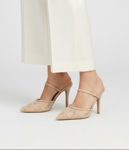 Eleganta slip-on-klackar med spetsiga tår för kvinnor - Sofistikerade pumps utan rygg för kontor, fester och aftonkläder